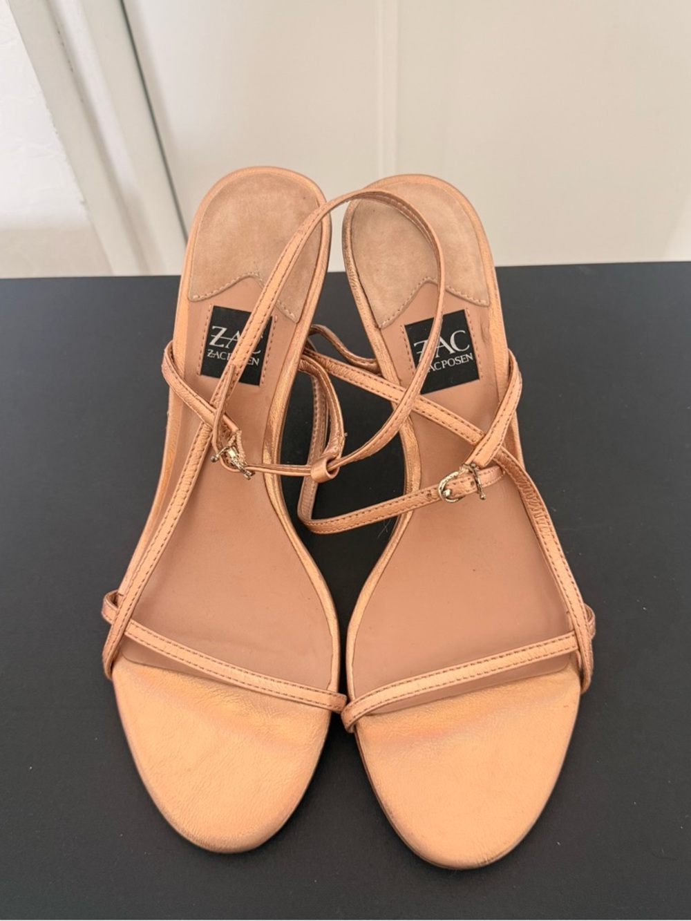 Zac Posen William Metallic Rose Gold Strappy Heeled Sandals - Picture 2 of 4